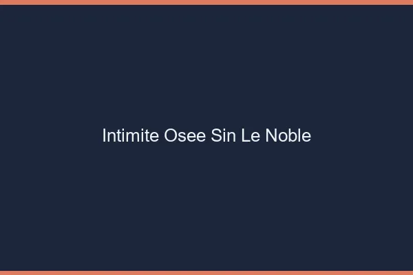 Intimité Osée Sin-le-Noble